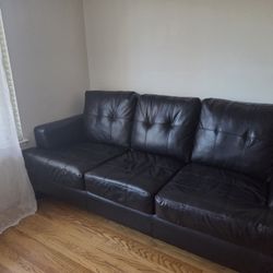 Black Faux-Leather Sofa