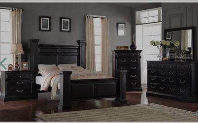 King bedroom set bed, chest of drawers , mirror , dresser, 2 oversized nightstands with power and usb