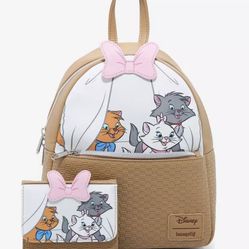 Loungefly Disney The Aristocats Kittens Peek A Basket Mini Backpack & Wallet NWT