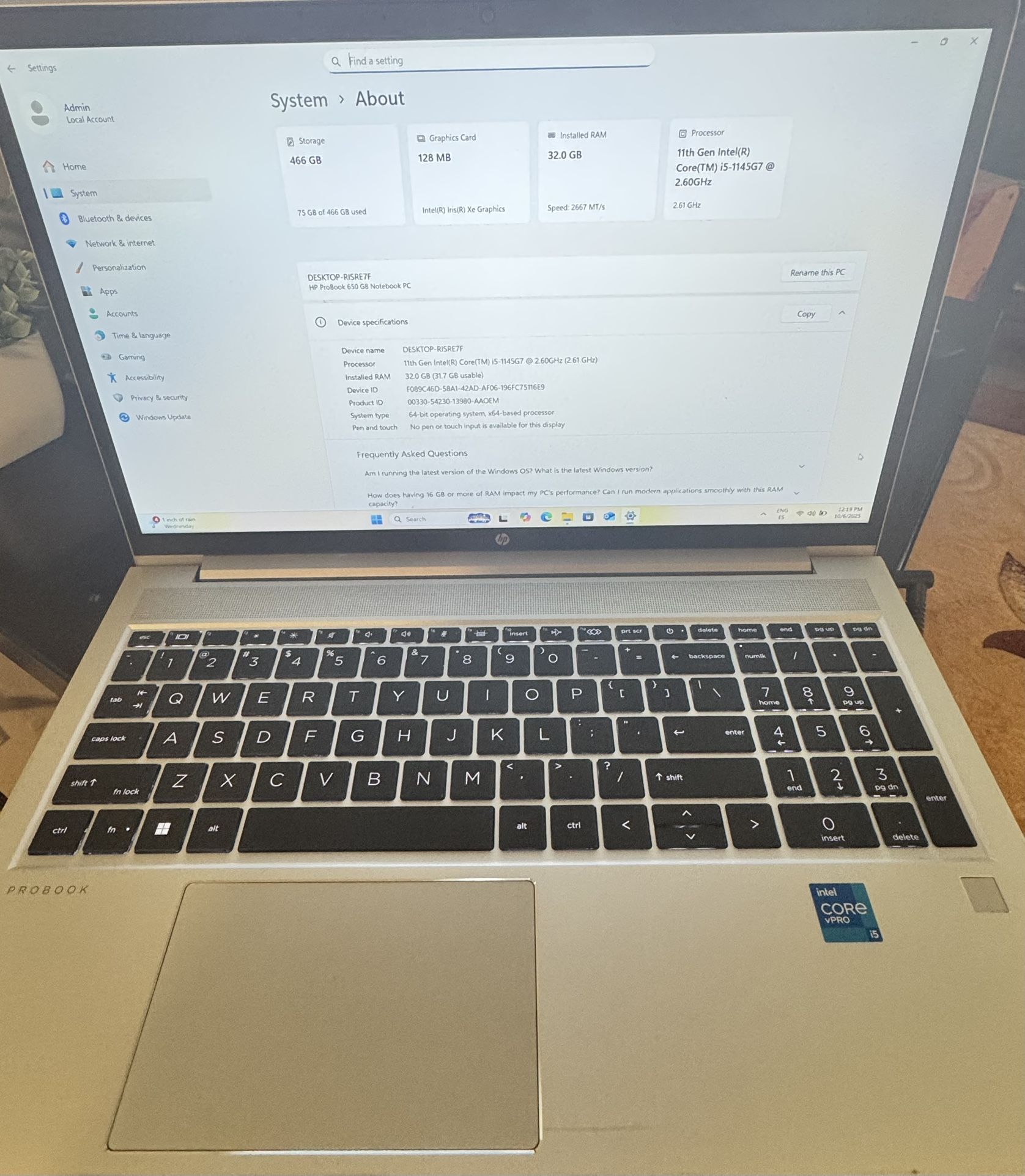 HP ProBook 650 G8 15.6" Core i5 1145G7 2.6GHz 32GB RAM 512 SSD Win 11 Pro