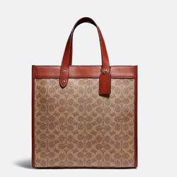 Coach Field Tote in Signature Canvas with Horse and Carriage Print