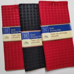 Set of 3-  Microfiber Dish Drying Mat Mats Soft Absorbent  12x18