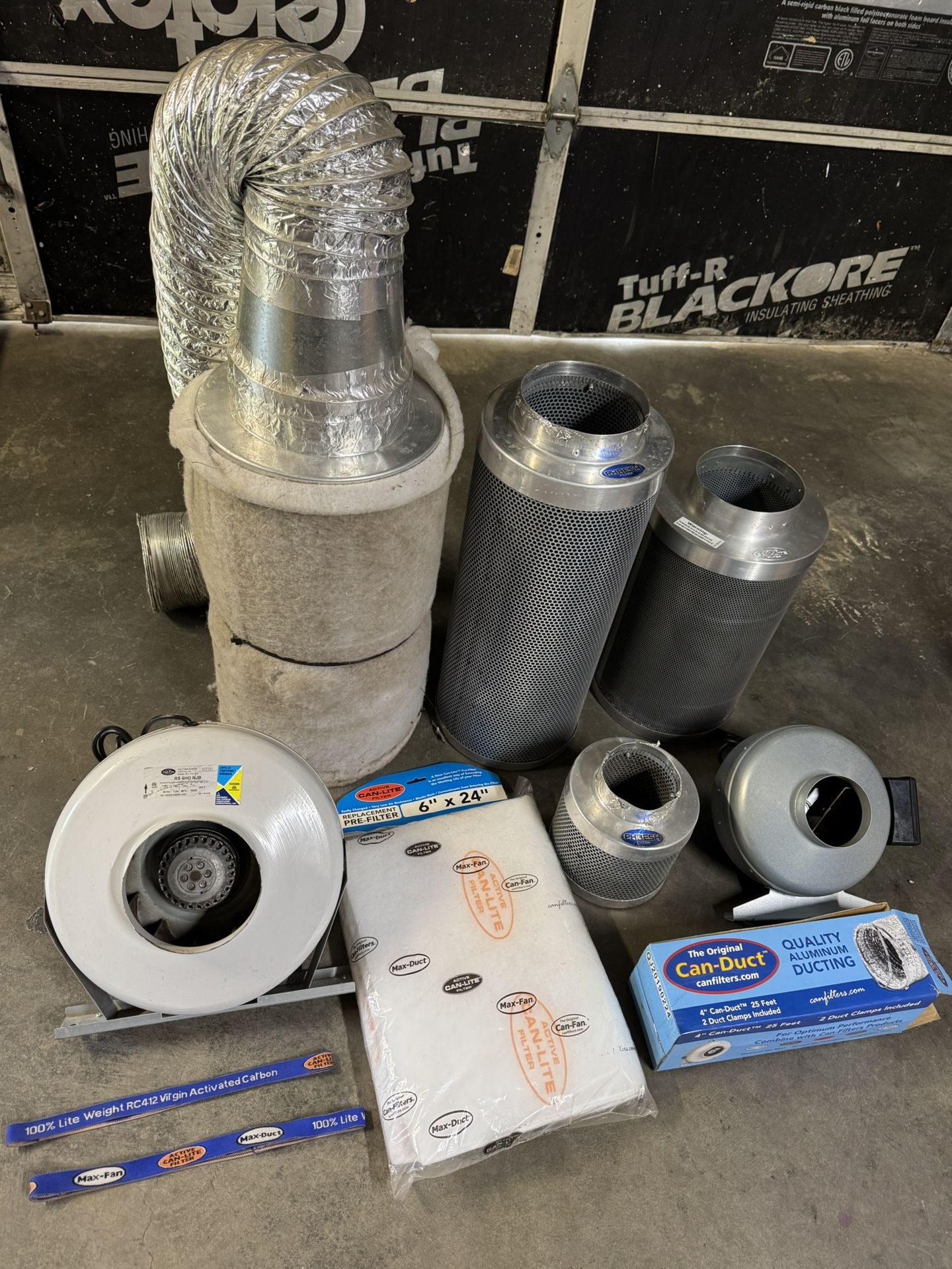 $200 OBO 4-Charcoal Filters Can-Lite and Phresh, 2- Exhaust Fans, 1-new Pre-Filter, With Additional Hoses.