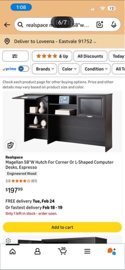Brandnew-Magellan collection 58”w hutch for L -shaped or corner computer desk need to assemble all parts are there