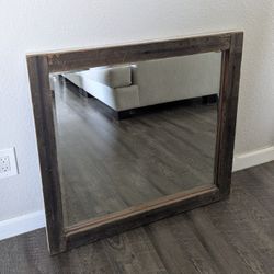 Rustic Wood Framed Wall Mirror – 32” x 30”