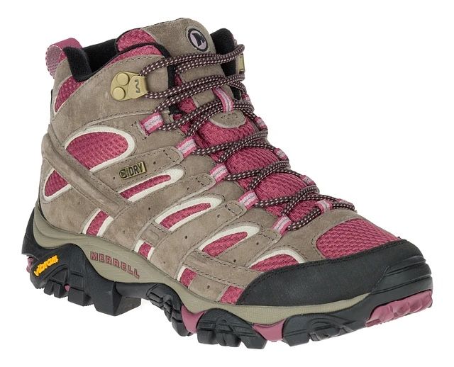 Merrell Women's Size 9 Moab 2 Mid Waterproof Hiking Boots tan/ pink