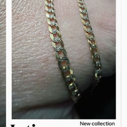 14k Two-toned Diamond Curb Link Necklace 