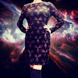 VINCE CAMUTO Black & Gold Dress