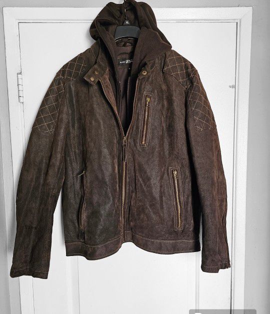Men's Leather Jacket XL Suede Biker Piel 