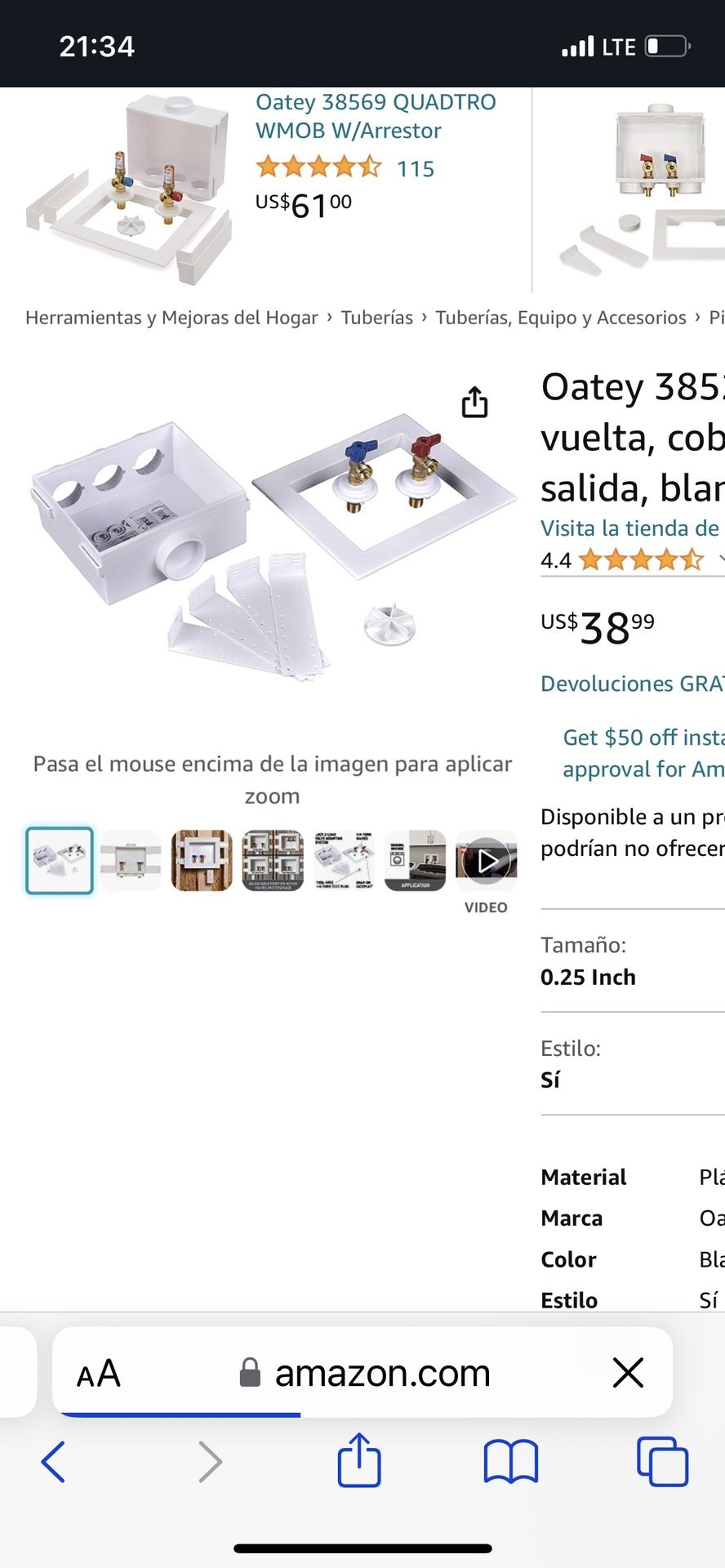 kit para cuarto de lavar con 2 llaves de cobre todo nuevo $20  