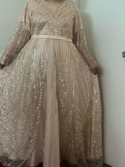 Elegant Cream Embellished Formal Dress