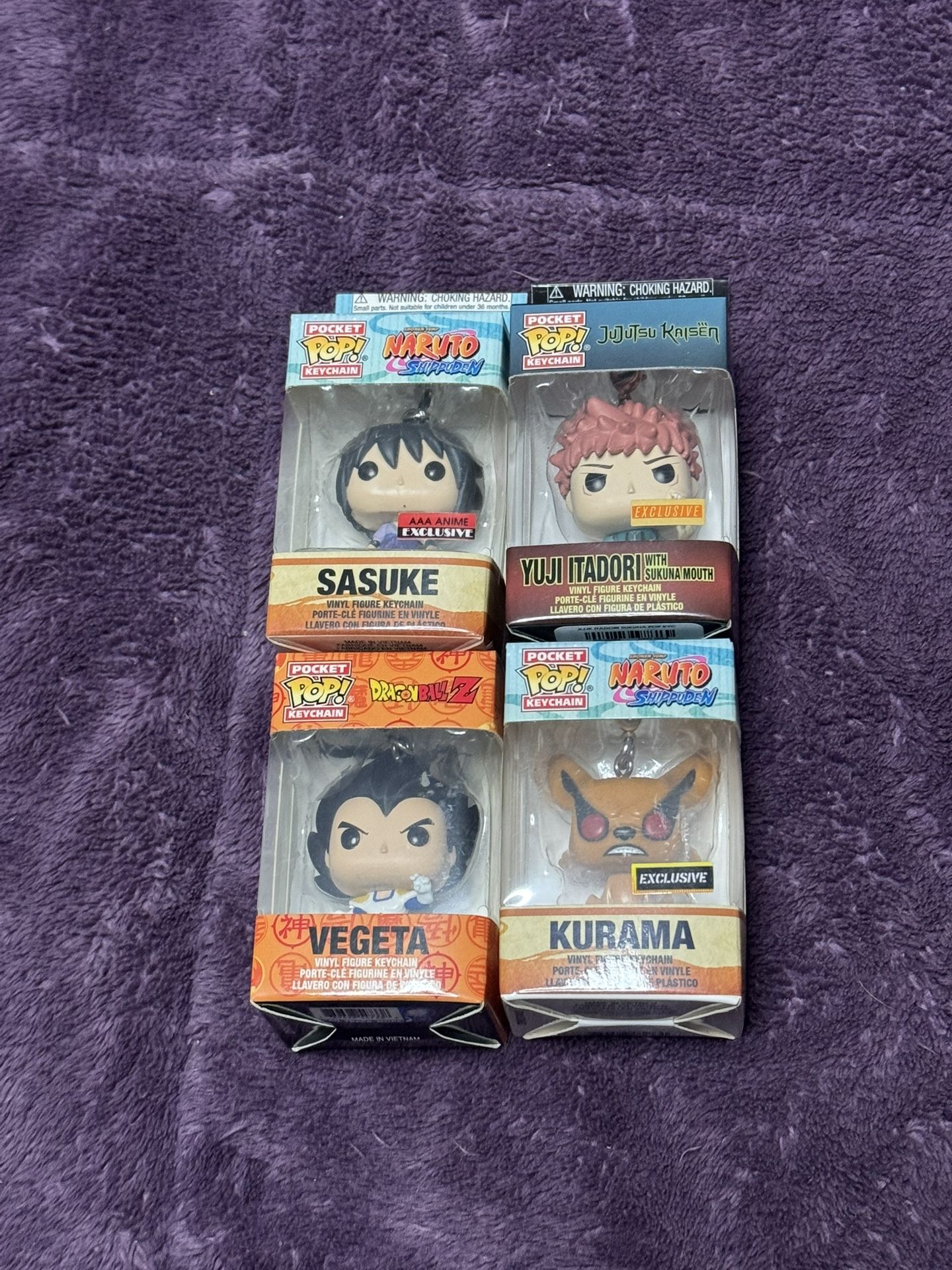 Naruto, Dragon Ball Z, Jujutsu Kaisen Funko Keychain Bundle