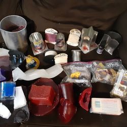Candle Making Lot. Molds- Wax- Etc Take All 55