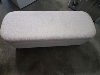 White Boucle Upholstered Storage Bench