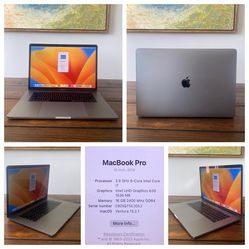 2018 Apple MacBook Pro Touchbar 2.6ghz, Radeon 555X, 16gb, 500GB, Office 2019, Logic