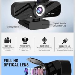 Cámara web HD 1080P con micrófono integrado🎉 1080P HD Webcam with Built-in Microphone