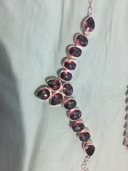 Mystic topaz necklace 925 sterling silver