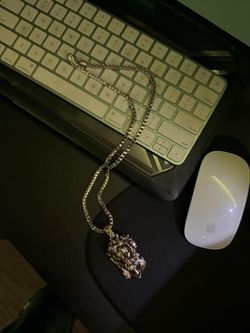 Silver Spikes Crown Jesus Head Pendant Set