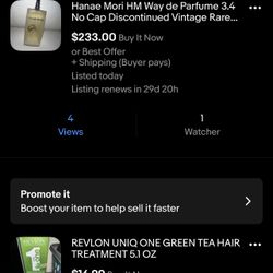 Hanae Mori Hm Discontinued Rare Eau De PARFUME 3.4 New- Missing Cap 