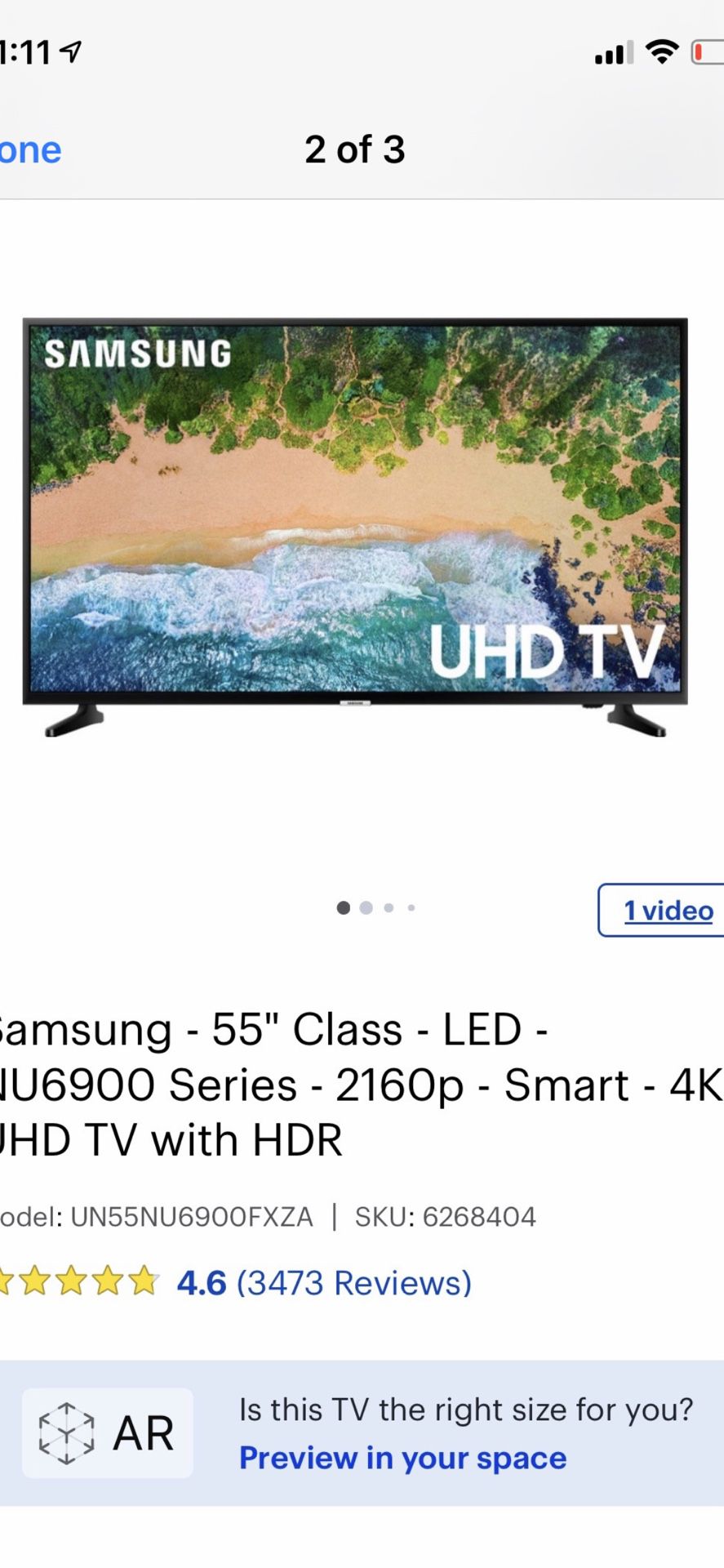 Samsung 55" LED 4K TV please read description