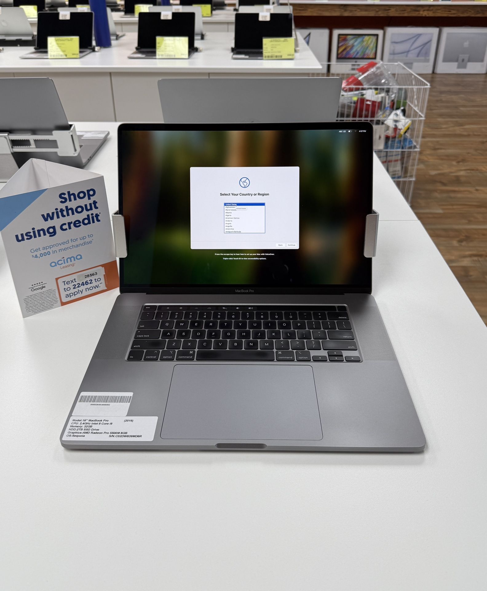 16 MacBook Pro TouchBar 32GB RAM*2TB Intel Core i9