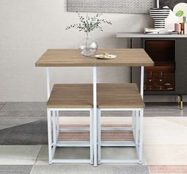 5 Piece Dining Table Set, Dining Set for 4 with Square Stools