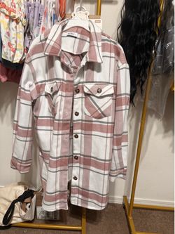 Plaid button down over coat