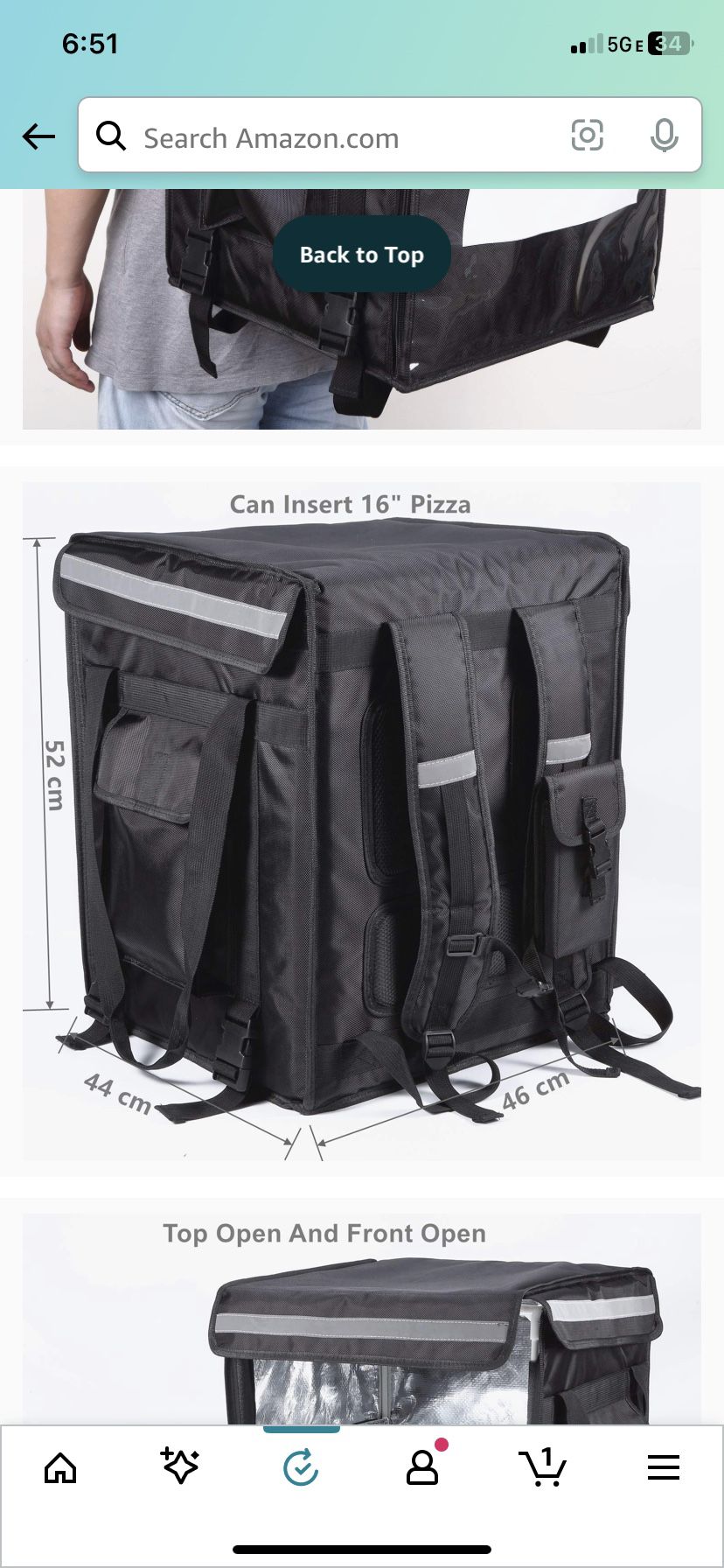 Large Food Delivery Bag / Backpack. 
