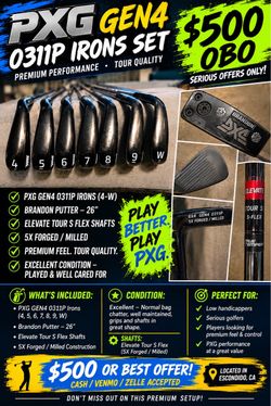 PXG GEN4 0311P Irons + Brandon Putter — $500 OBO