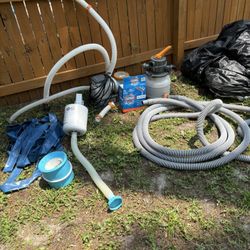 BestWay Pool Pump, Skimmer, Pool Hoses, 18ft Pool Cover And Shock Treatment For Pool