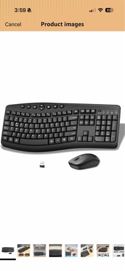 Brand new Wireless Keyboard and Mouse Combo, 2.4G Full Size Quiet Ergonomic Curved Keyboard for Natural Typing, 3-Level DPI Adjustable Silent Mouse fo