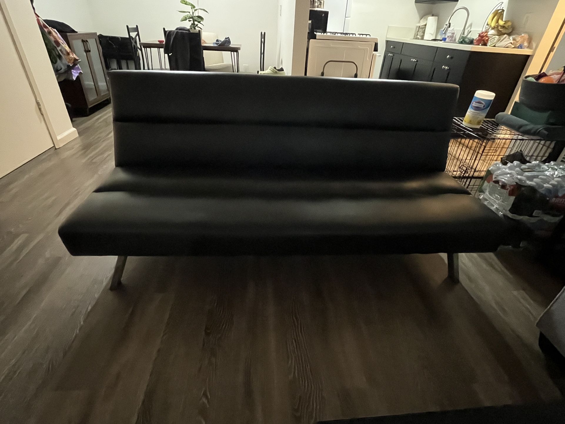 Black Leather Futon Couch