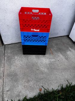 3 used like new milk plastic crates $8 each