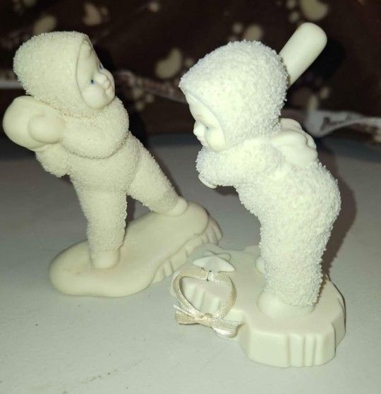 Department 56 Two Snowbabies Throwing Snowballs And Batter Up Figurines A61F055