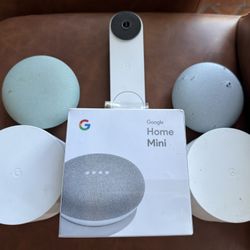 Google Nest Home Starter Kit: Google Mesh, Google Video Doorbell, 3 Google Home Mini Speakers (1 Brand New Sealed) 