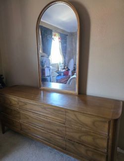 Real Wood Dresser, Mirror, And Two Night Stands