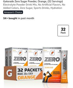 Gatorade Zero Sugar Orange Powder Packets 32-Pack