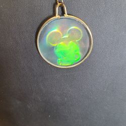 Vtg Disney Mickey Mouse Hologram 3D Pendant Ball Chain90s Rare!