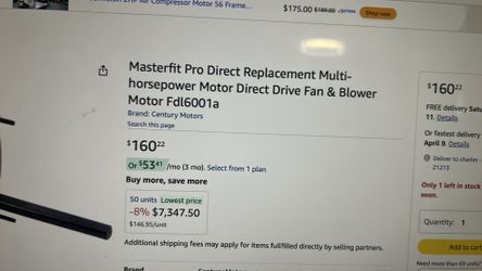 Century FDl6001A Blower motor