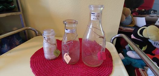 3 VINTAGE MILK BOTTLES