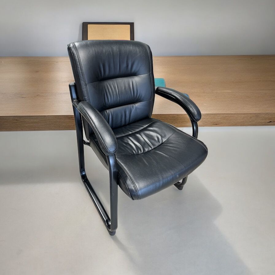 Black leather platform chair