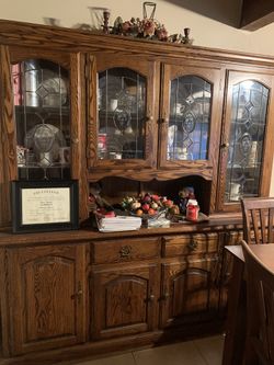Large Oak China Hutch
