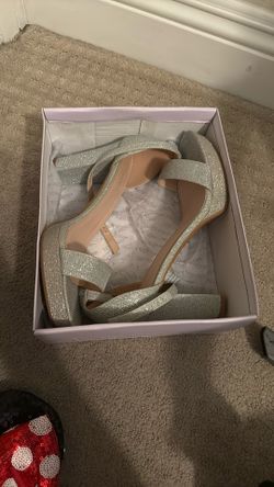 Grey Glitter Heels - Size 10
