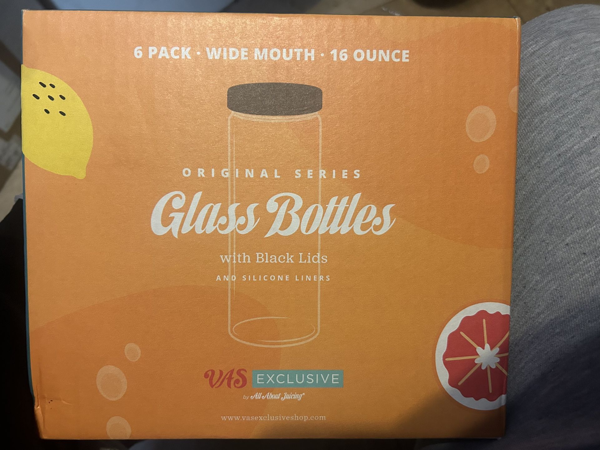 Original Series Glass Bottles With Black Lids And Silicone Liners