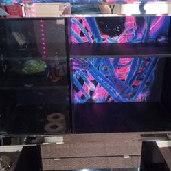 Glass Entertainment Center With Glass Drawers Good Condition $25.00 