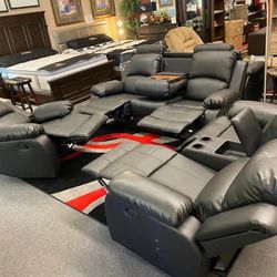 3pcs Black Manual Recliner’s (Sofa- Loveseat- Recliner) 👍FREE FINANCING AVAILABLE❗NO CREDIT CHECK❗ 