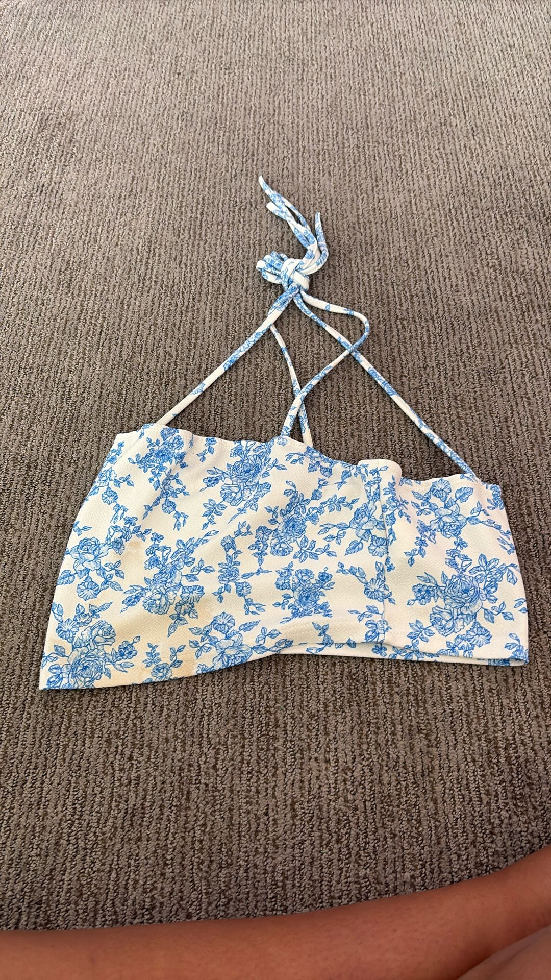 Blue Floral Cropped Top