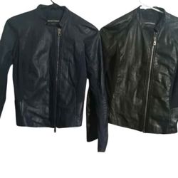 Holiday Special Two Emporio Armani Women Leather Jackets  Black And Navy Blue Size 40 And 38 Selling Both Special $150 Take Both 
