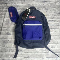 NWT Levi's Kids Box Logo School Backpack Kids ONE SIZE (Navy/Blue)