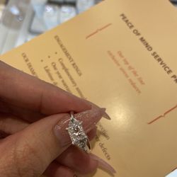 White 14k gold princess cut engagement ring